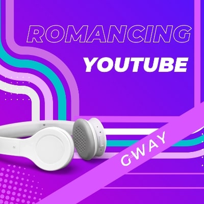 Romancing YouTube Giveaway. Image shows headphones on purple background.